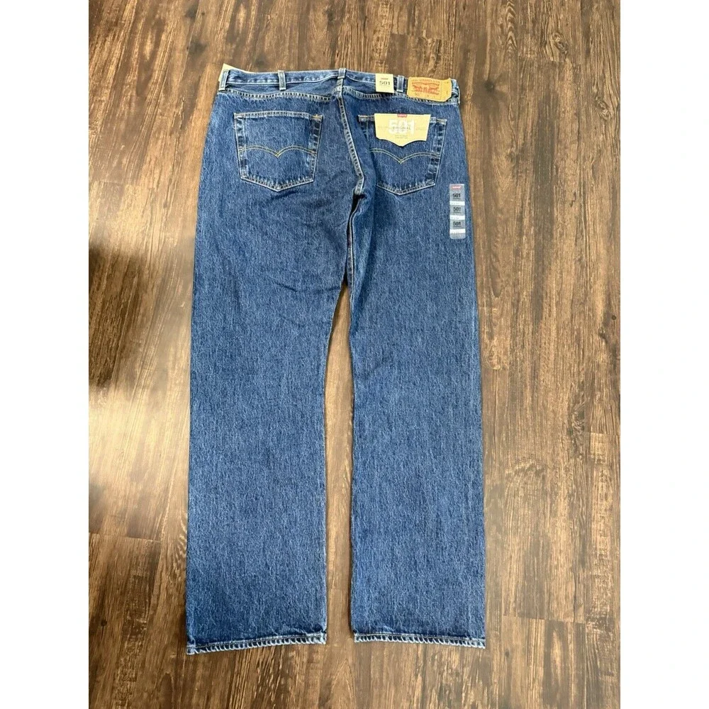 Levis 501 Jeans Size 42x33 Blue Straight Leg Medium Wash Button Fly Mexico
